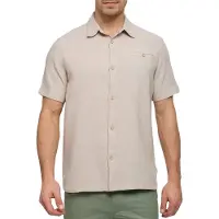 Indicode Kurzarmhemd "INTrope SS", Herren, Gr. S, N-Gr, beige (fog), Web, Obermaterial: 55% Leinen, 45% Baumwolle, unifarben, regular fit, Hemden Kurzarmhemd
