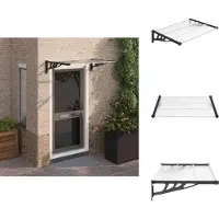 vidaXL Türvordach Schwarz und Transparent 122x90 cm Polycarbonat - Markisen