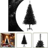 The Living Store Künstlicher Weihnachtsbaum mit Ständer Schwarz 150 cm PVC