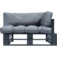 vidaXL Outdoor-Sofa Paletten mit Kissen in Grau Kiefernholz