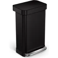 Simplehuman CW2092, 45 l, Rechteckig, Edelstahl, Schwarz, Terrasse, Edelstahl
