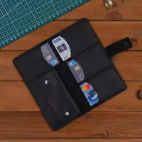 Belveder Geldbörse Echt Leder Geldbeutel Slim-Wallet Kartenfächer, Kartenetui aus Glattleder Schwarze, große Smartphones aus Büffelleder G1109