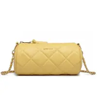MISS LULU Gelbe, gesteppte, ovale Abendtasche „Cylider“ mit Kette von Ricci