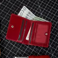 Belveder Rot Damenbrieftasche aus Leder, schlanke Geldbörse für Karten und Münzen BV717