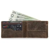 Belveder Herren Brieftasche aus Wildleder für Karten und Geldscheine, kleines Portemonnaie kompakt klassisch Braun BW28
