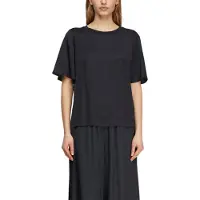 Comma 1100000002199 , Damen, Gr. 36, schwarz (navy), Single Jersey, Obermaterial: 95% Viskose, 5% Elasthan, unifarben, regular fit normal, Rundhals, Shirts 1100000002199, mit geripptem Ausschnitt