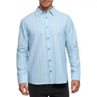 Indicode Kurzarmhemd "INTryp Long Sleeve", Herren, Gr. XL, N-Gr, sky way, Web, Obermaterial: 55% Leinen, 45% Baumwolle, gestreift, regular fit, Hemden Kurzarmhemd