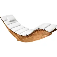 Beliani Auflage für Gartenliege Cremeweiß Stoff Gesteppt 180x60x5 cm UV-Beständig Modernes Design Liegenauflage mit Kissen und Befestigungsbändern