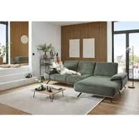 Die Planbar Ecksofa "ZE-EM18063, Breite 322 cm", grün (cyber moos), B:322cm H:89cm T:187cm, 100% Recyceltes Polyester, Sofas, Ecksofa, wahlweise mit Sitztiefen- und Armteilverstellung