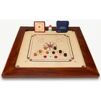 Ubergames - Carrom-Brett – Championship – 21 kg – Hergestellt in Indien – 74 x 74 zm Spielfeld – Komplettset – mit Tisch
