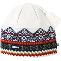 Kama Strickmütze (Bommel) A187 Merino - weiss/blau/rot - 1 Stück