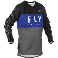 FLY Racing F-16 Jugend Motocross Jersey, schwarz/grau/blau, YS