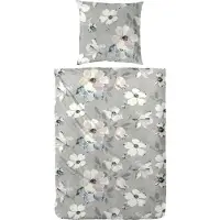 Westminster Satin Bettwäsche 135x200 Blüten Blumen flieder grau natur 242003-51