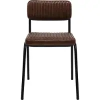Trademark living Schlichter Esszimmerstuhl mit gesteppten weichen Büffelleder - 4er Set
