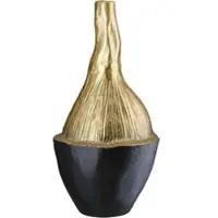 Gilde Tischvase "Vase Prero schlanz", gold (goldfarben, schwarz), B:18cm H:36cm T:18cm Ø:18cm, Aluminium, Vasen, Tischvase