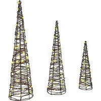 Syfax Weihnachtsbaum 3 pcs Warmweiß 20 x 20 x 80 cm Rattan