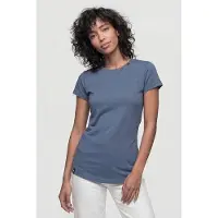 Alife & Kickin Rundhalsshirt , Damen, Gr. XL, blau (nightblau), 50% Viskose, 50% Baumwolle, Rundhals, Shirts Rundhalsshirt, leichtes T-Shirt aus Materialmix mit Rundhals und Modal