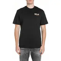 Replay für Herren. M3397.000.23608P Schwarzes bedrucktes T-shirt (L), Lässig, Baumwolle, Kurzarm
