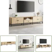 The Living Store TV-Schrank mit Schublade Sonoma-Eiche 200x25x44cm Holzwerkstoff