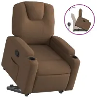 Syfax Relaxsessel mit Aufstehhilfe Braun Stoff