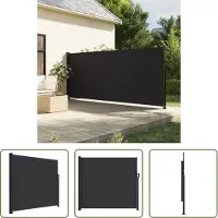 The Living Store Seitenmarkise Ausziehbar Schwarz 180x500 cm