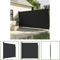 The Living Store Seitenmarkise Ausziehbar Schwarz 200x500 cm