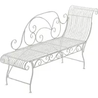 CLP Gartenbank Karma, romantische Recamiere im Jugendstil mit ornamentalen Verzierungen, Chaiselongue für den Außenbereich bis 160 kg belastbar, Farbe: antik weiß