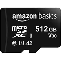 Amazon Basics LSMICRO512GU3 Micro SDXC Class 10 UHS-I U3 V30 microSDXC Speicherkarte, 512 GB, Class 10 / UHS-III