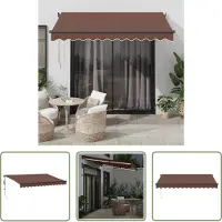 The Living Store Markise Automatisch mit LEDs Braun 350x250 cm