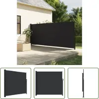 The Living Store Seitenmarkise Ausziehbar Schwarz 180x600 cm