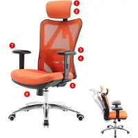Sihoo Bürostuhl Schreibtischstuhl, ergonomisch, verstellbare Lordosenstütze, 150kg belastbar ohne Fußstütze, orange