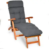 Beautissu Flair DC Deckchair Auflage, 200x50x8cm, Anthrazit, Outdoor, Liegestuhl