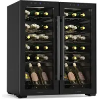Klarstein Shiraz Weinkühlschrank | 2 Kühlzonen | LED-Beleuchtung | Touch-Control | freistehend Schwarz