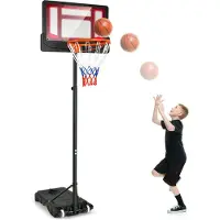 Costway Basketballkorb mit Ständer 90-210 cm höhenverstellbar, Basketballständer mit 2 Rädern, Korbanlage für Kinder, Erwachsene, wetterbeständig Outdoor