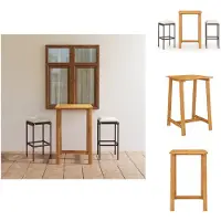 vidaXL 3-tlg. Gartenbar-Set mit Kissen Braun - Gartenmöbel-Sets