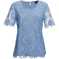 Goldner Kurzarmbluse "Kurzgröße Festbluse mit floraler Spitze" Ohne