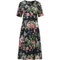 Goldner "Viskosekleid mit floralem Muster" Seitennahttaschen Knopfleiste