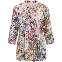 Goldner Print-Shirt "Printshirt mit floralem Muster", Damen, Gr. 44, bunt (bunt, gemustert), Obermaterial: 94% Viskose CV. 6% Elasthan EL., normal, V-Ausschnitt, Sonstiges, Shirts Print-Shirt, Ohne