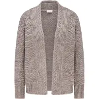 Goldner Strickjacke "Elegante Grobstrickjacke, Zopfmuster", Damen, Gr. 48, beige (taupe, melange), Obermaterial: 70% Baumwolle CO. 30% Polyacryl PAN., normal, Sonstiges, Strickjacken Strickjacke, Ohne