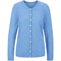 Goldner Strickjacke "Kurzgröße Eleganter Herbstcardigan mit Rundhals", Damen, Gr. 19, blau (himmelblau), Obermaterial: 100% Kaschmir WS., eng normales Bündchen, Strickjacken Strickjacke, Ohne