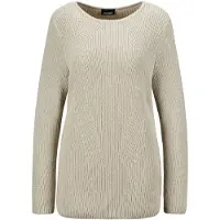 Goldner Strickpullover "Kurzgröße Baumwollpullover mit Patentgrobstrick" Ohne
