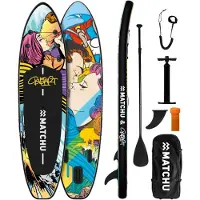 Matchu Sports Stand Up Paddle Board Art Bustart Aufblasbar 320x81x15 cm - Limited Edition SUP Board Set - Surfbrett - Paddle Surf Board mit Zubehör