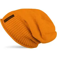 StyleBREAKER Strickmütze "Feinstrick Beanie mit Teddyfleece", Herren, gelb (curry), 100% Viskose CV., Modisch, Mützen Strickmütze