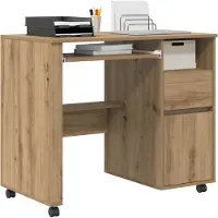 vidaXL Tisch mit Rädern Artisan-Eiche Holzwerkstoff 91 x 50 x 77 cm
