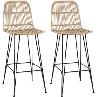 Syfax Barhocker 2 stk. Natur 44 x 55 x 109 cm Rattan und Stahl