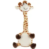 Idena 40362 - Plappertier Giraffe, ca. 32 cm, Plüschtier spricht alles in witziger Stimme nach und bewegt dabei den Hals, batteriebetrieben