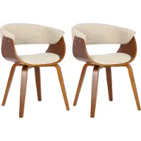 CLP 2er Set Stühle Bruce Stoff (Farbe: walnuss/creme)