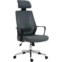 CLP Bürostuhl Kanab I Ergonomisch Mit Lendenwirbelstütze Und Verstellbarer Kopfstütze, Farbe: grau