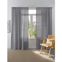 Otto Home Vorhang "Linsdorf" Gr. 2, grau, B:140cm H:225cm, Polyester, Gardinen, Vorhang, Leinenstruktur, halbtransparent