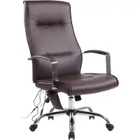 CLP Bürostuhl Portland mit Massagefunktion I Drehbarer Chefsessel Mit Kunstlederbezug Oder Stoffbezug I Drehstuhl Mit Wippmechanismus, Farbe: braun, Material: Kunstleder
